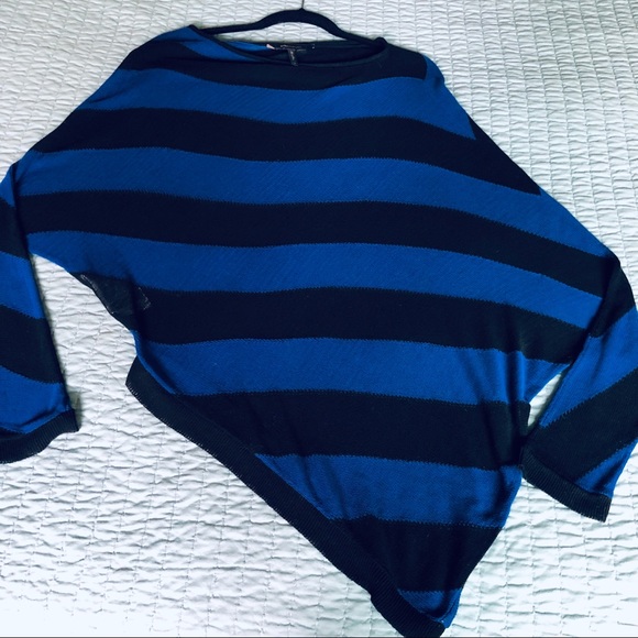 BCBG Asymmetrical Blue and Black Sweater, Small - Picture 4 of 8